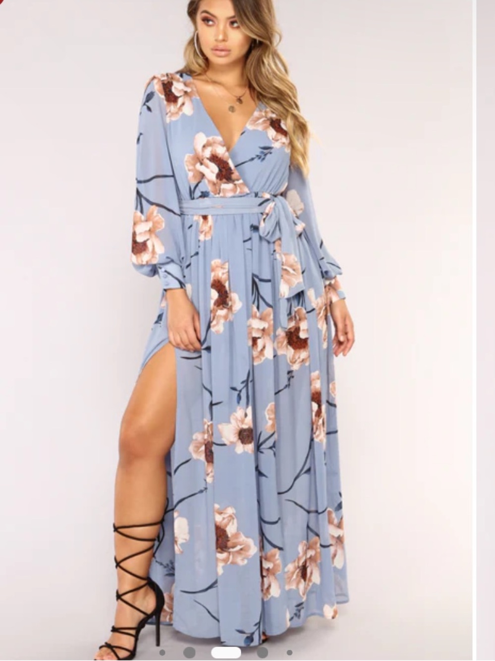 Fashion Nova Park Avenue Maxi Dress sold out XL in Light Blue